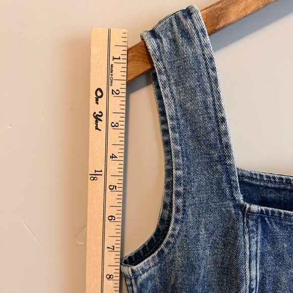 Abercrombie and Fitch Dress PXS Denim Maxi Sleeveless Slit Square Neck Y2K Style - Picture 10 of 11